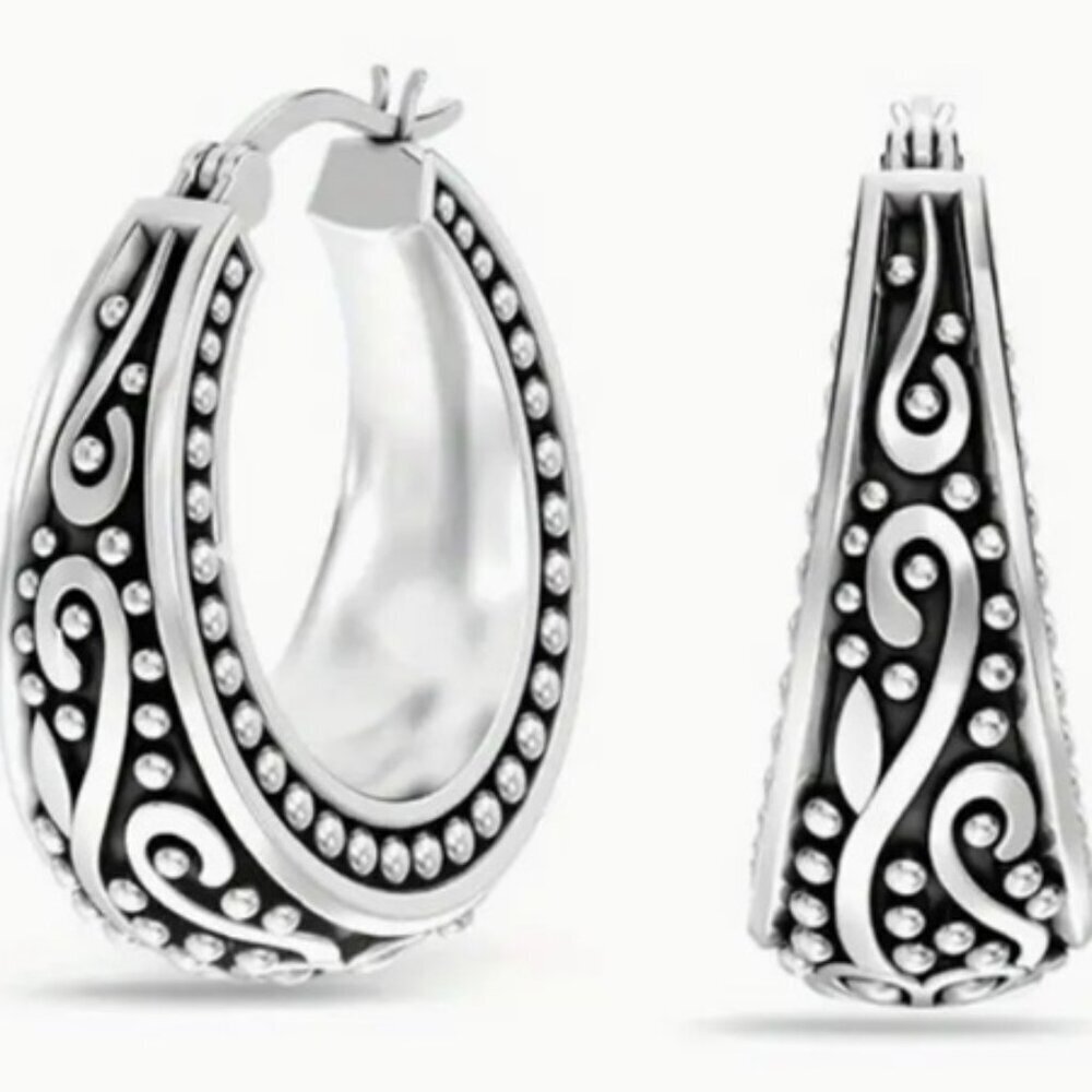 Handcrafted Bohemian Style - Silver Electro-Plated Earrings - Intricate Swirls